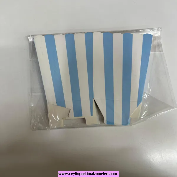 Mavi-Beyaz Çizgili Popcorn Kutusu